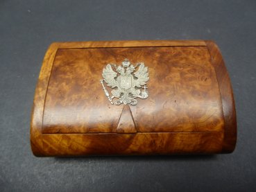 Russia - tobacco box made of precious wood + silver edition of the Tsarist Empire around 1900