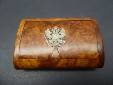 Russia - tobacco box made of precious wood + silver edition of the Tsarist Empire around 1900