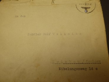 Postkarte mit OU Schwerter-Träger General Dietl + Brief und Briefumschlag an einen Schüler 1941