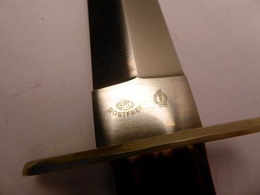 DDR Messer / Hirschfänger GML Genossenschaft Messerschmiede Leegebruch mit Lederscheide