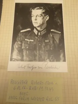 Repro Foto mit originaler Unterschrift nach 1945 - Freiherr von Prochazka - Ritterkreuz 1943