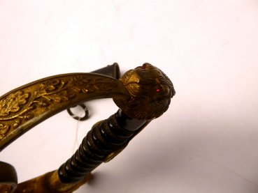 Very early Eickhorn infantry lion's head saber with owner's monogram