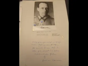 Ritterkreuzträger Generalleutnant Werner Ranck - Schreiben + Repro-Foto nach 45 mit originalen Unterschriften