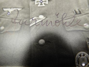 Ritterkreuzträger Oberleutnant Walter Zurmöhle - Repro-Foto nach 45 mit originaler Unterschrift