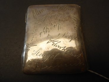 Etui / Zigarettenetui in 800er Silber - mit eingravierten Unterschriften Major, Oberst, Generalmajor