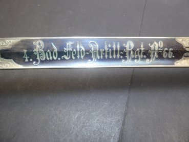 Preview: Säbel mit dreifacher Klingenätzung 4.Bad.Feld-Artill.-Rgt.No 66