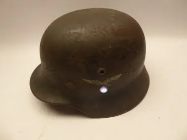 LW Luftwaffe - Stahlhelm M35 mit Doppelembleme - unberührter Dachbodenfund