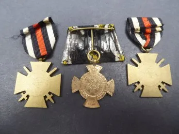 Erinnerungskreuz 1866 der Main-Armee an Einzelspange + 2x Kriegsteilnehmerkreuz 1914/1918