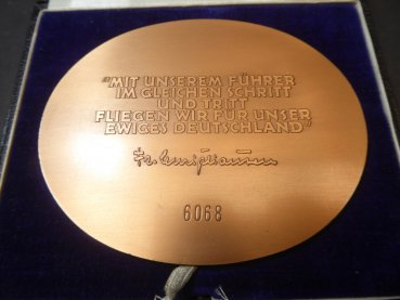 Preview: NSFK plaque - National Socialist Flying Corps Germany flight 1938 with matching numbered certificate in a case