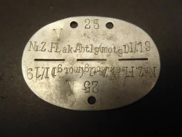 EKM Erkennungsmarke - Nr.Z. Flak. Abtlg. (motgl) I/19