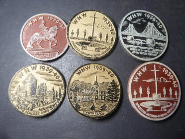 6x WHW badges - sights Gau Düsseldorf