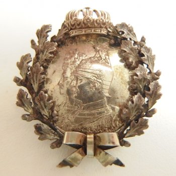 Preußen Silbermontur mit Münze als Brosche 200 Jahre Königreich Preußen 1901