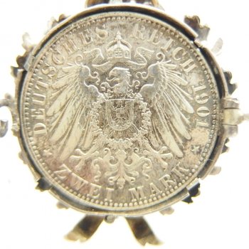 Prussia silver outfit with a coin as a brooch 200 years of the Kingdom of Prussia in 1901