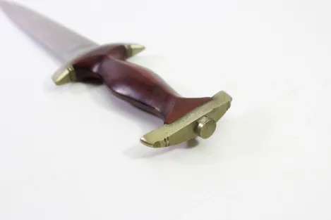 SA Dienstdolch Frühe Variante - Julius Bahrl Jr. Solingen, NS gestempelt mit Plisterschliff und Gehänge