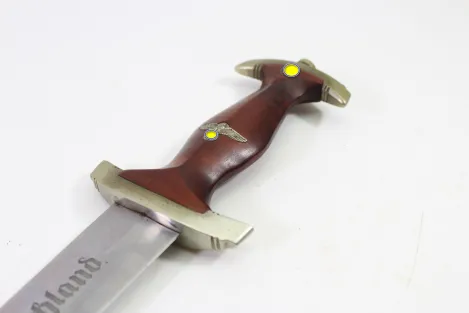 SA Dienstdolch Frühe Variante - Julius Bahrl Jr. Solingen, NS gestempelt mit Plisterschliff und Gehänge