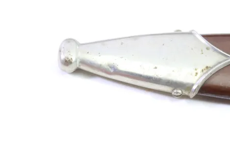 SA Dienstdolch Frühe Variante - Julius Bahrl Jr. Solingen, NS gestempelt mit Plisterschliff und Gehänge