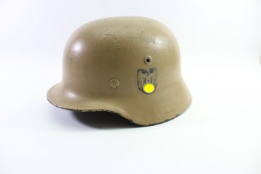 Preview: Ww2 Wehrmacht DAK  Afrika Stahlhelm M40 mit 1 Emblem Afrikakorps - Tarnlackierung