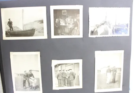 Photo albums belonging to a naval soldier on a submarine, torpedo boat Jaguar, and submarine escort vessel Saar