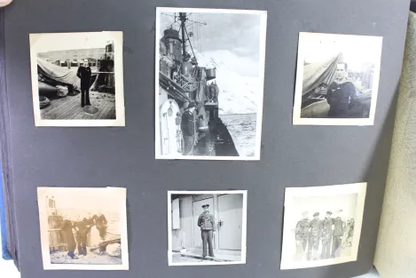 Photo albums belonging to a naval soldier on a submarine, torpedo boat Jaguar, and submarine escort vessel Saar