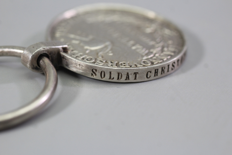 Originale Waterloo - Medaille Soldat Christoph Schwarmann Landw. Bataillon Verden