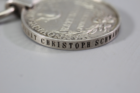 Originale Waterloo - Medaille Soldat Christoph Schwarmann Landw. Bataillon Verden