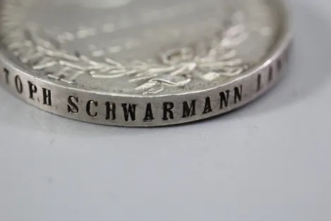 Originale Waterloo - Medaille Soldat Christoph Schwarmann Landw. Bataillon Verden