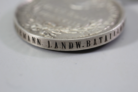 Originale Waterloo - Medaille Soldat Christoph Schwarmann Landw. Bataillon Verden