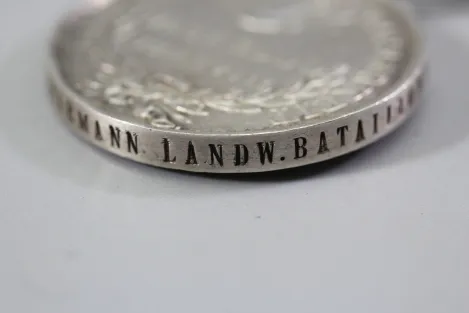Originale Waterloo - Medaille Soldat Christoph Schwarmann Landw. Bataillon Verden