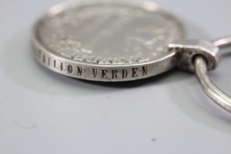 Originale Waterloo - Medaille Soldat Christoph Schwarmann Landw. Bataillon Verden