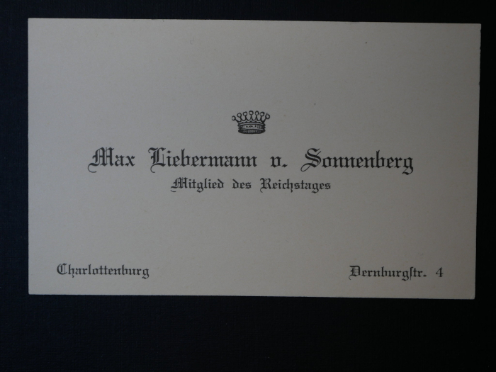 Autograph - Autograph Max Liebermann von Sonnenberg - Eigenhändige Unterschrift auf Postkarte + Visitenkarte