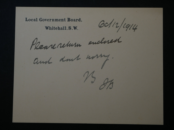 Autograph John Elliot Burns (1858-1943) - Britischer Politiker - Umschlag + Karte mit Unterschrift, Anschreiben an Burns