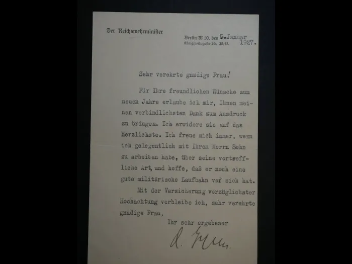 Autograph - Otto Geßler (1875-1955), einseitiger Brief von 1927 als Reichswehrminister