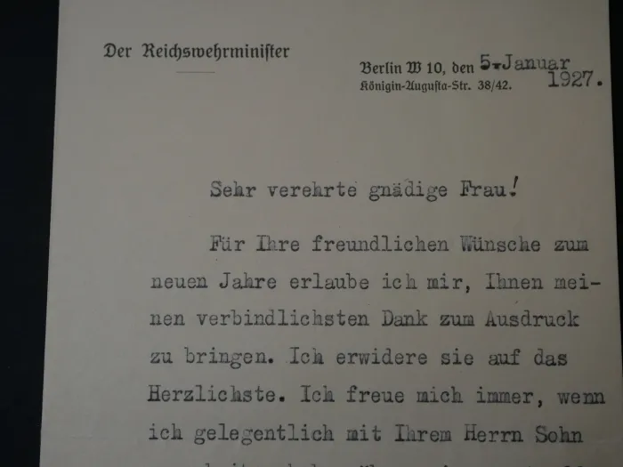 Autograph - Otto Geßler (1875-1955), einseitiger Brief von 1927 als Reichswehrminister
