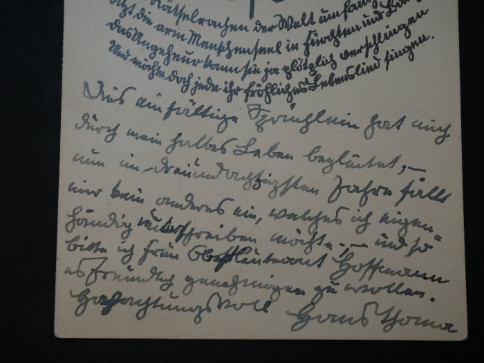 Autograph - Hans Thoma (1839 - 1924), Postkarte mit handgeschriebenen Zeilen und eigenhändiger Unterschrift an die Sammlerin, 1922