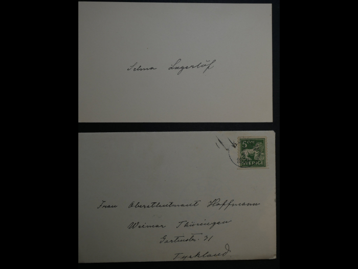 Autograph - Selma Lagerlöf (1858-1940) - Karte mit eigenhändiger Unterschrift, 1929. Nobelpreis als erste Frau erhalten!!