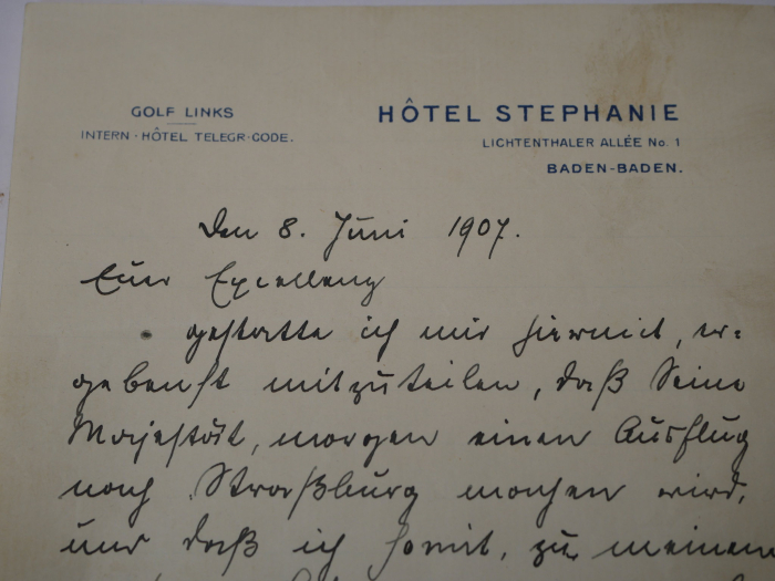 Autograph – Prince Paribatra Sukhumbandh of Siam (1881–1944) – Letter dictated in German, with a handwritten signature, 1907