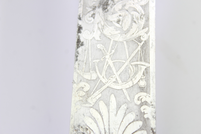 Ehrengeschenk – Herrschaftlicher Bärenfänger / Jagddegen mit Silberbeschlägen 1853