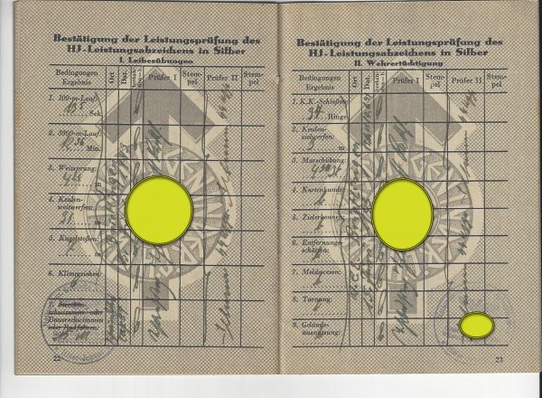 HJ Leistungsbuch mit Besitzzeugniss HJ Leistungsabzeichen in Silber, Bann 189, Gebiet 41 Gefolgschaft 16