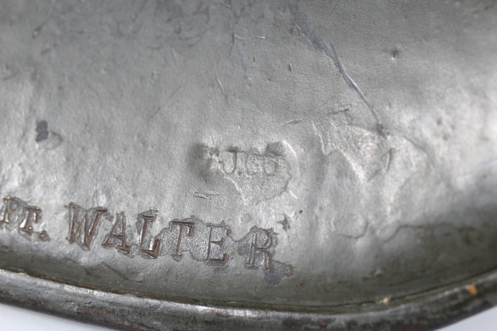 Original M18 Reichswehr Steel Helmet TJ66 C. Thiel & Söhne – Hpt. Walter – with 2 Kurt-Walter markings