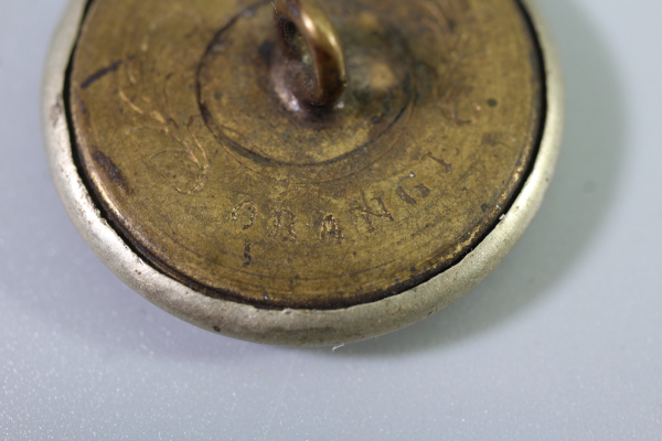 2x Original Metal Uniform Buttons, French Hunting Buttons, circa 1870, from an old uniform tailor's shop