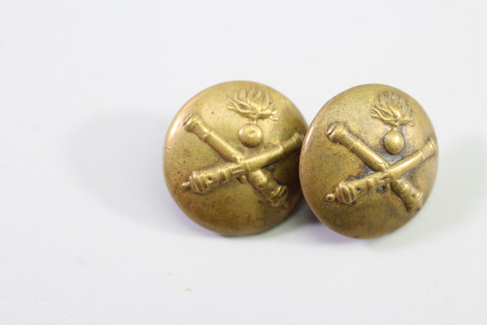 2x Original Metall Uniform Knopf, Uniformknopf für Artillerie