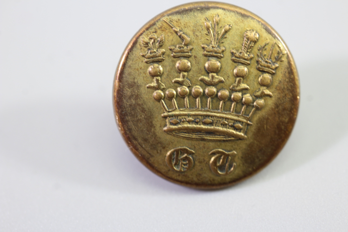 Original Metall Uniform Knopf, Uniformknopf/ Livreekopf mit Krone