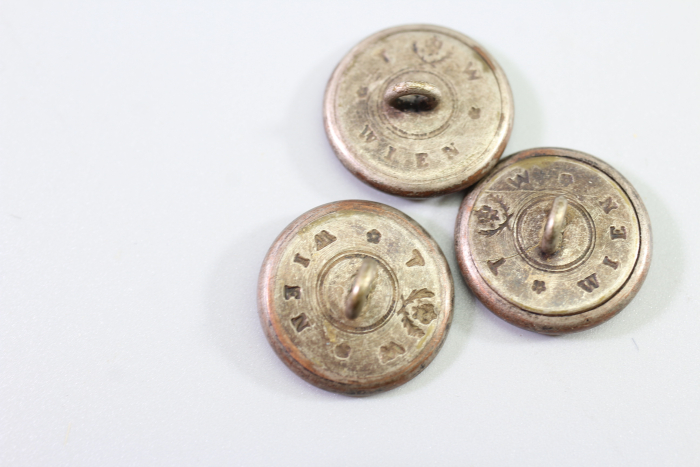 3x Uniformknopf mit Wappen, Original Metall Uniform Knopf