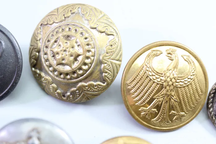 23x Livery Uniform Buttons, Metal Uniform Buttons, from an old uniform tailor's shop