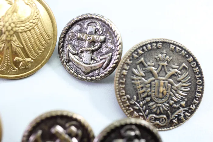 23x Livery Uniform Buttons, Metal Uniform Buttons, from an old uniform tailor's shop
