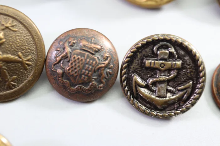 23x Livery Uniform Buttons, Metal Uniform Buttons, from an old uniform tailor's shop