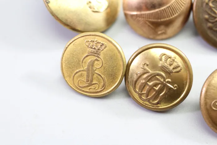 23x Livery Uniform Buttons, Metal Uniform Buttons, from an old uniform tailor's shop