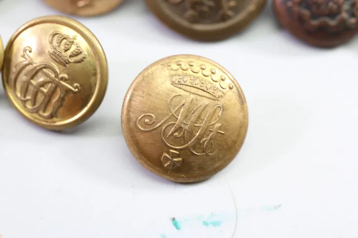 23x Livery Uniform Buttons, Metal Uniform Buttons, from an old uniform tailor's shop