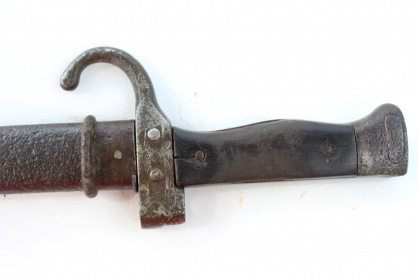 Original French Berthier bayonet model from 1892, signs of wear and pitted with rust.