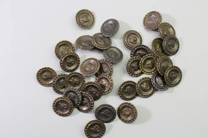 175 Original Livery & Traditional Costume Buttons Made of Metal – Vintage Stock from a Uniform Tailor